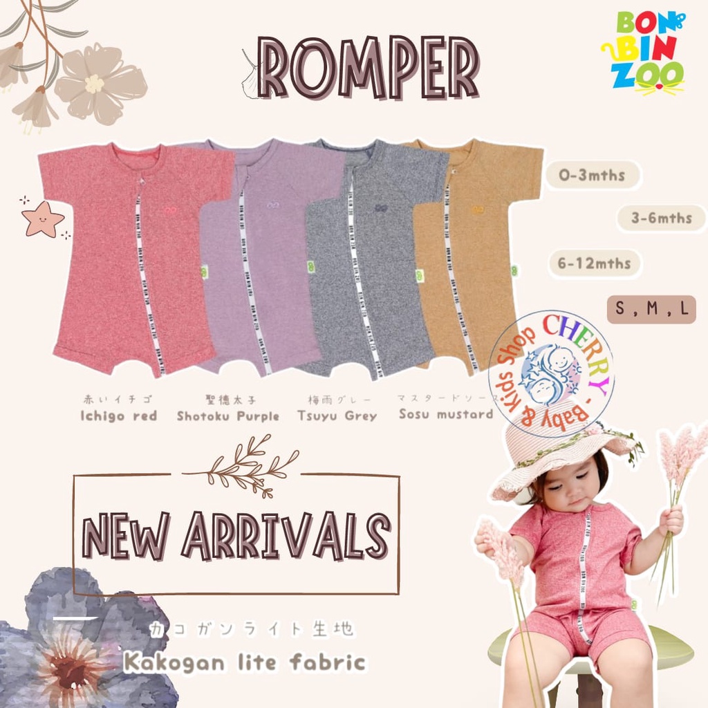 Romper BonBinZoo 0-3 tahun Motif Granit / Jumspuit Bayi / Sleepsuit Resleting CBKS SO