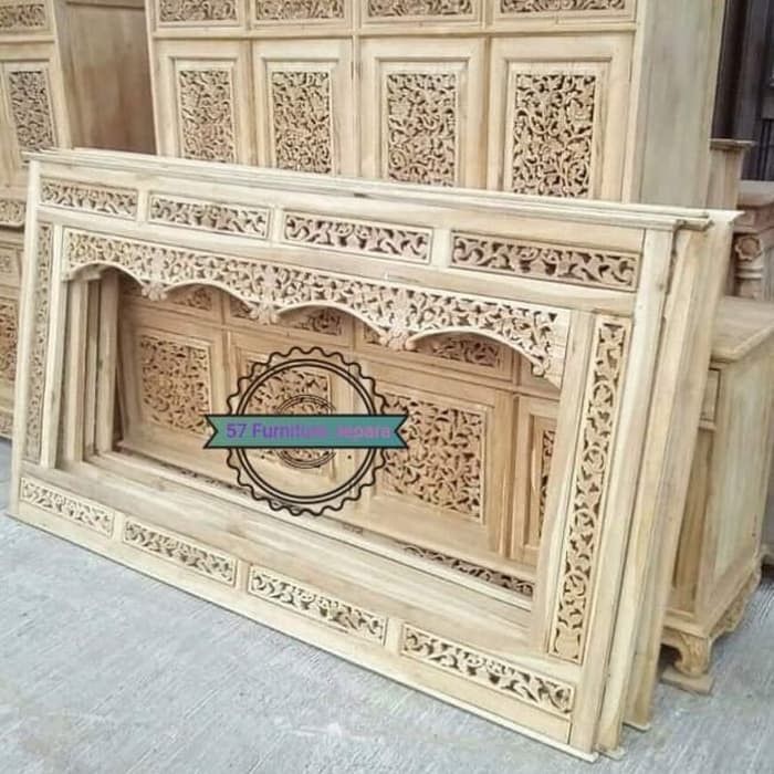 Figura ukir Jepara - cermin dinding gebyok kayu jati mentahan