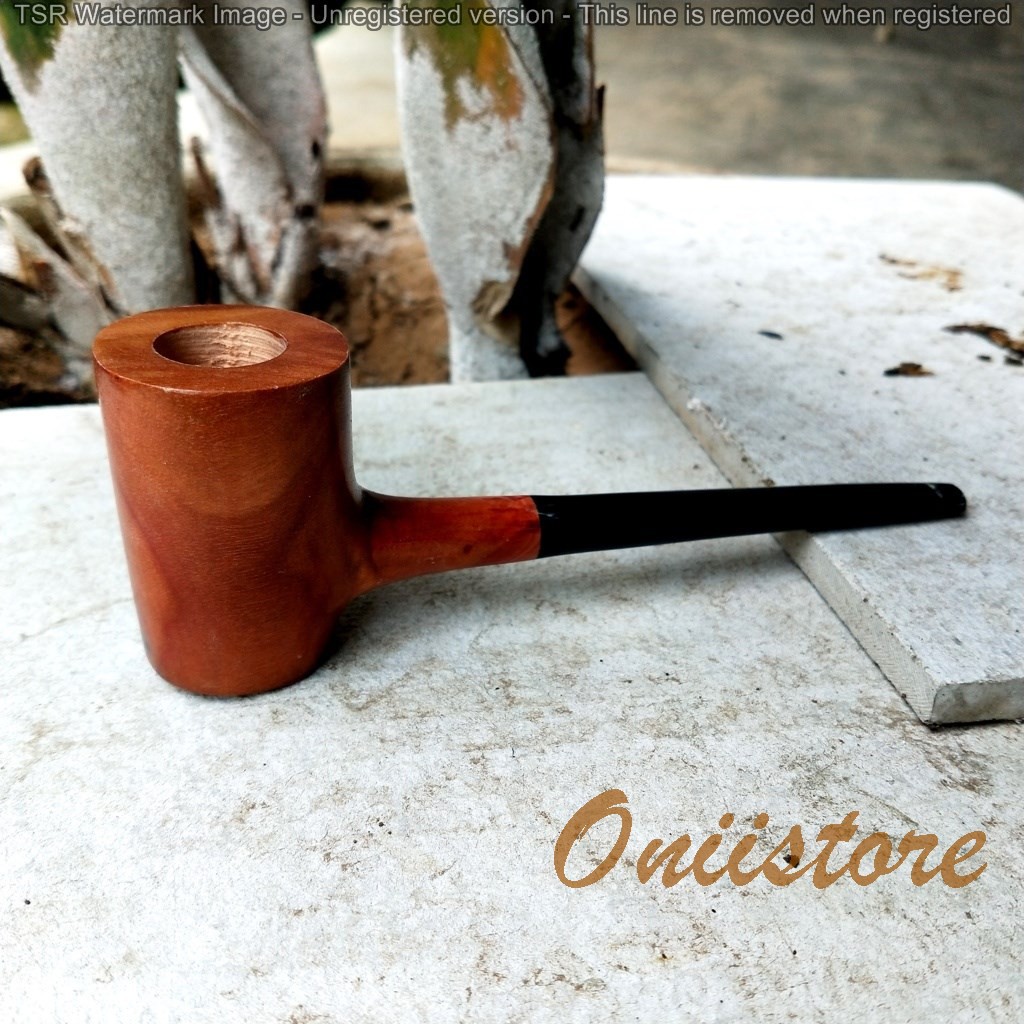 Pipa Cangklong Tembakau kayu sawo dan tanduk asli handmade model palu