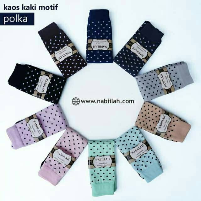  Kaos  kaki muslimah  motif POLKADOT kaos  kaki jempol panjang 