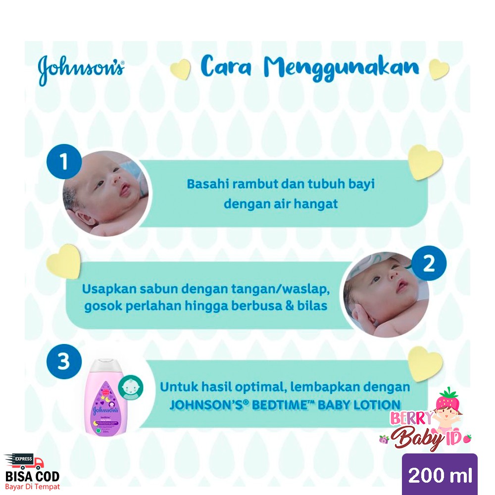 Johnson's Bedtime Baby Bath Sabun Cair Bayi 200 ml Johnsons Berry Mart