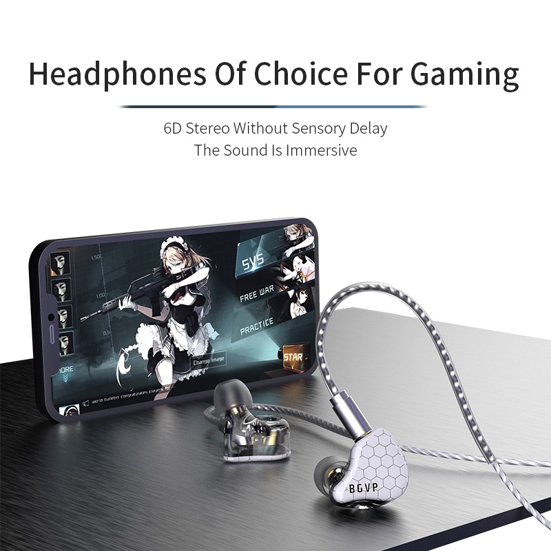 Bgvp Scale Headset Earphone Earbuds Gaming In-Ear Bass Stereo HiFi 2ddd 6D Dengan Efek Suara