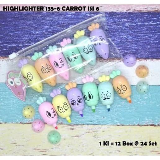 

Stabilo Unik Bentuk Carrot / Stabilo Highlighter / SBHL 135-6 Isi 6pcs