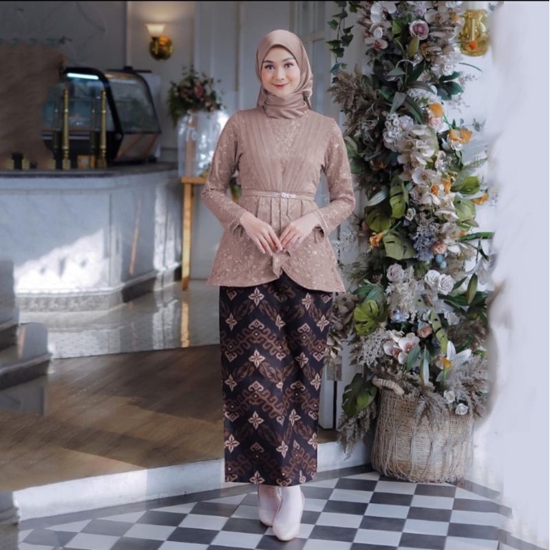 ADA ANAK !!! New Collection - Batik Official Solo Batik Kebaya Couple Ranita Payet Tulle Mutiara Kombinasi Tutu Jaring - Baju Tunangan 2022 - Kebaya Wisuda - bridesmaid