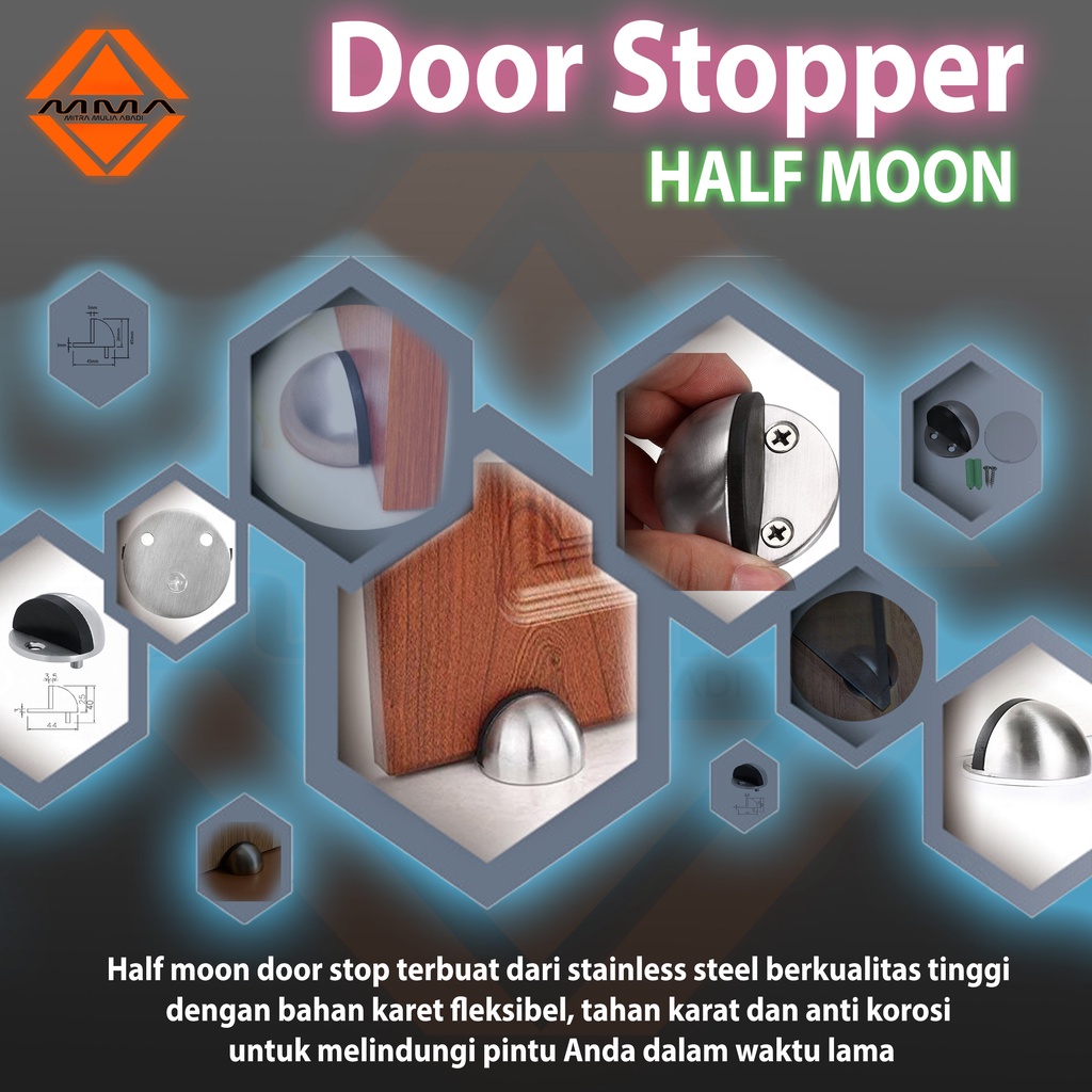 Door Stopper Bulat Stainless | Penahan Pintu Bulat Keong Door Stop