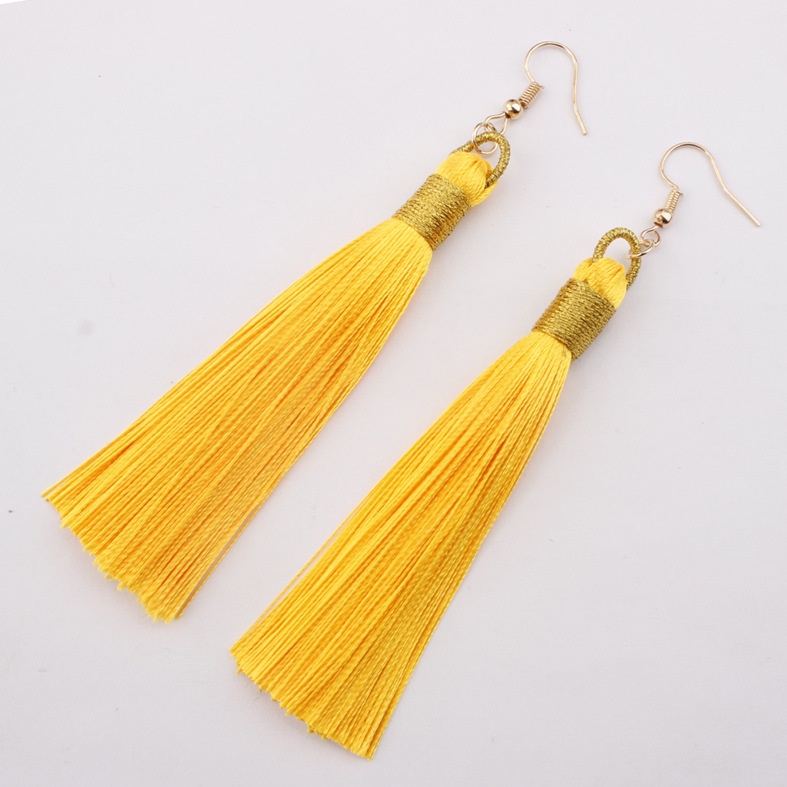 Panjang fringe anting multi-warna emas tepi rumbai anting-anting Eropa dan Amerika bohemian merek be