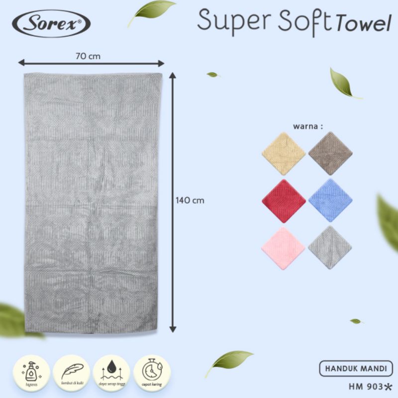 Sorex HM 903 Handuk Mandi Dewasa Microfiber Towel Motif polos Lembut Daya Serap Tinggi