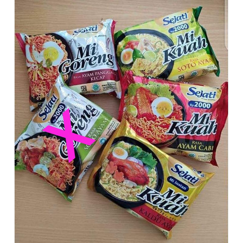 MIE SEJATI RASA AYAM CABE, MIE GORENG, KALDU AYAM, SOTO AYAM