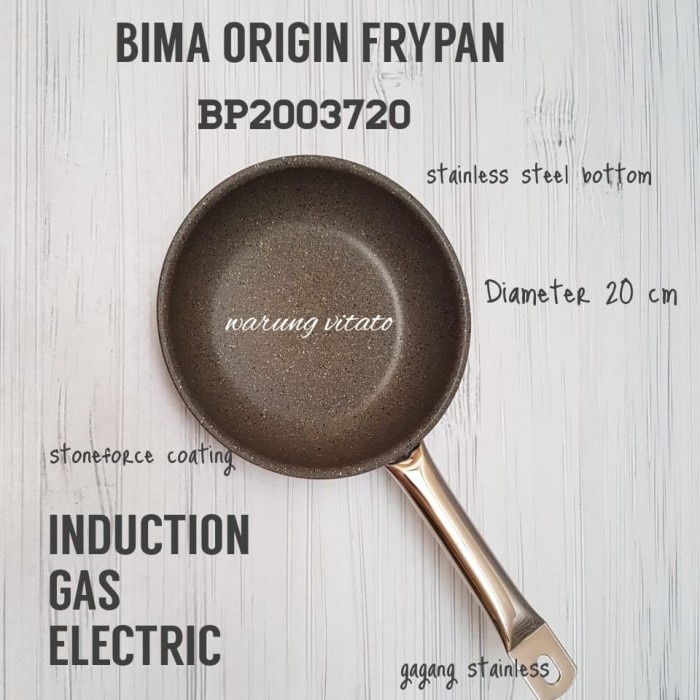 panci wajan BIMA ORIGIN NON STICK FRYPAN 20 CM STONEFORCE COATING B2003720 teflon maxim teflon risol