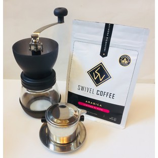 Paket coffee grinder glass gater, vietnam drip & kopi lintong single origin 200gr.