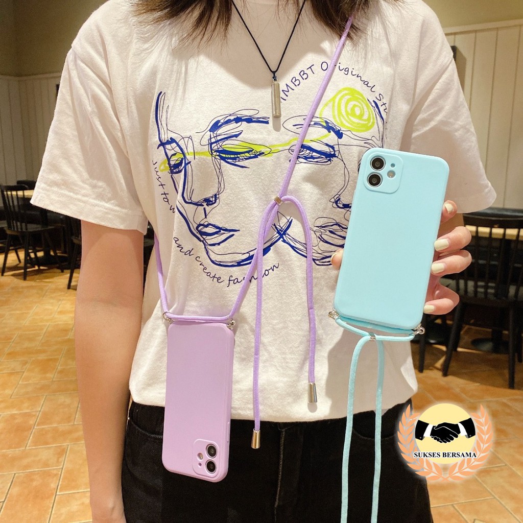 SOFTCASE SLINGCASE TALI LANYARD MACARON PELINDUNG KAMERA XIAOMI REDMI 3 4A 4X 5A 5+ 6 6A 7 8 8A PRO 