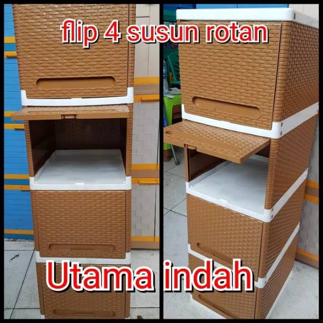  Lemari  plastik  Laci flip  slide 4 susun club Shopee 