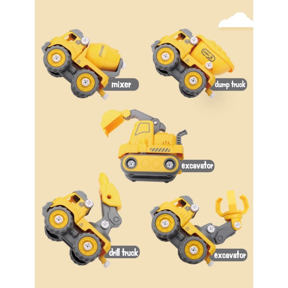 DIY Autobots 5in1 5 mobil konstruksi mainan anak impor robot