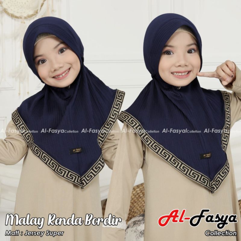 Hijab Plisket Anak motif Renda Fendi