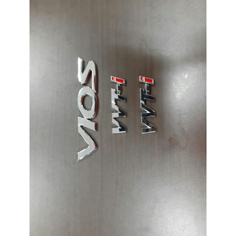Emblem Set Mobil VIOS VVTI Warna Chrome