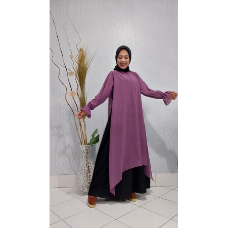 Dress haliza bahan syakila mix ceruty babydoll model stelan hits terbaru masa kini