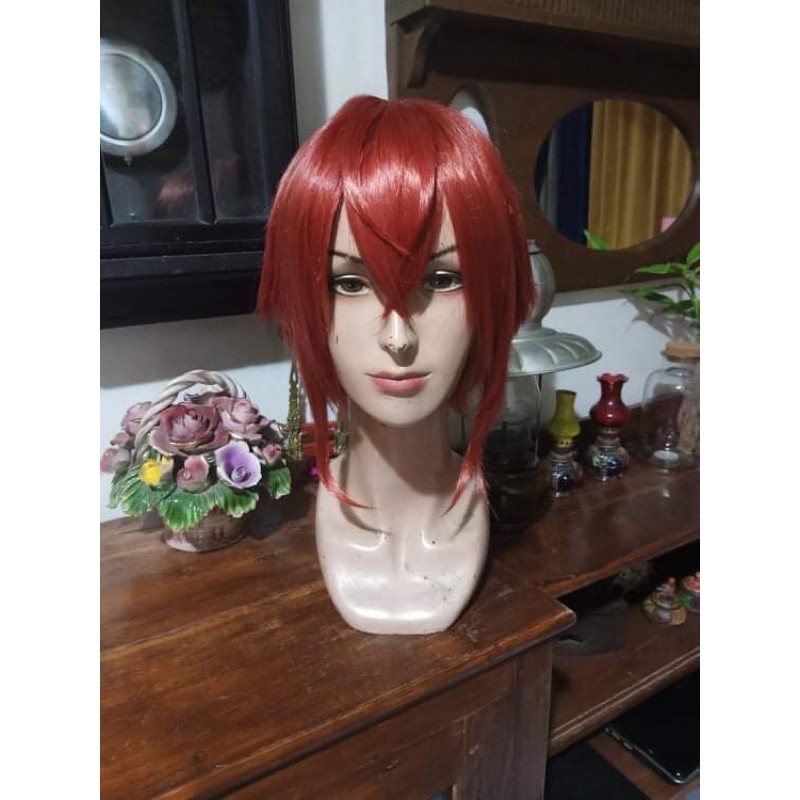 Riddle Roseheart wig Twisted Wonderland base red maroon merah marun cowok