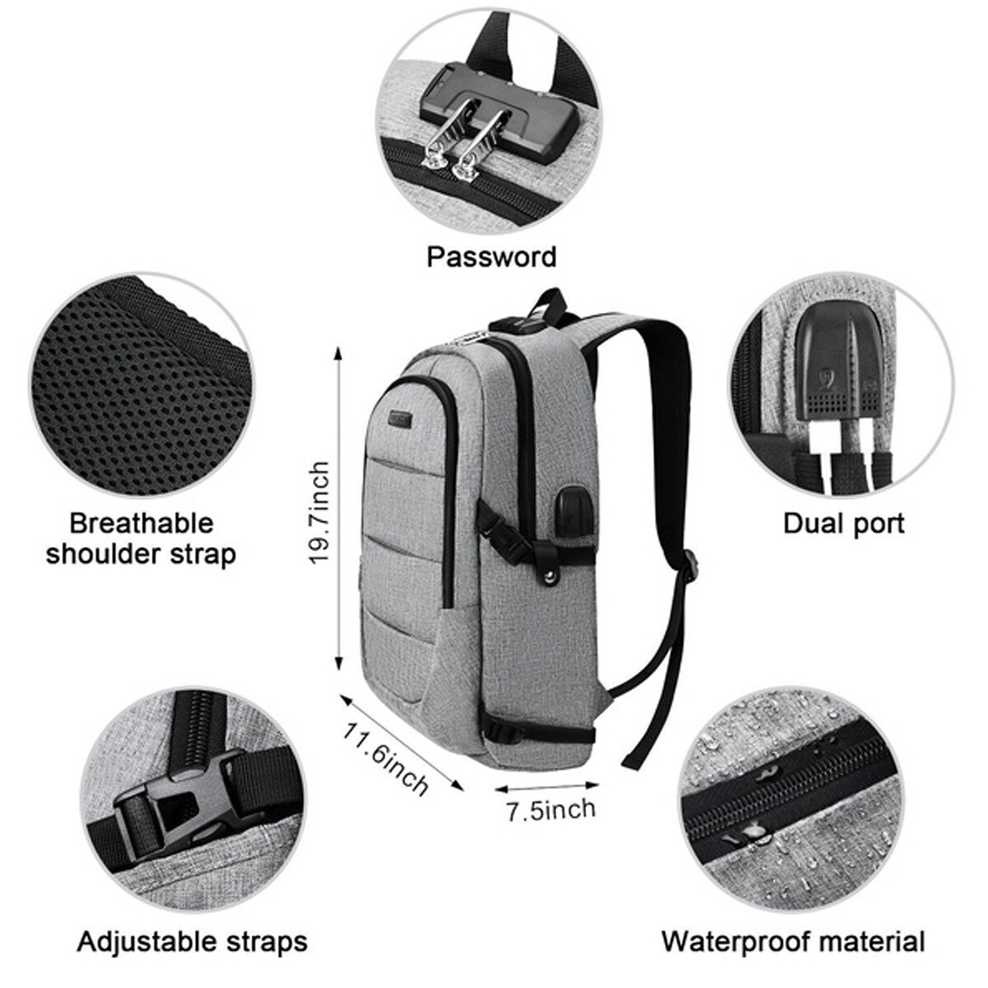 DXYIZU Tas Ransel Laptop Pria with USB Port Charging - RT25