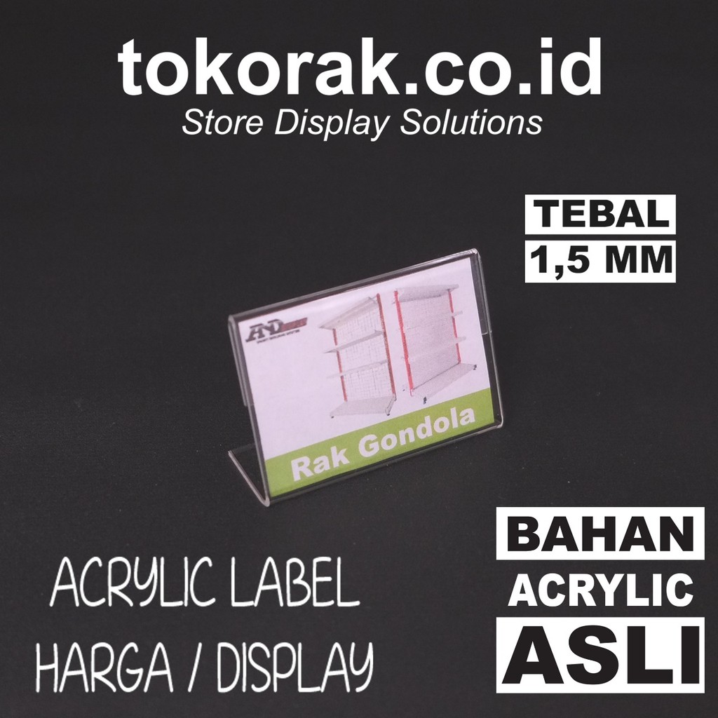 ACRYLIC LABEL HARGA 4X6CM/10PCS DISPLAY PRICE TAG CARD DATA MINIMARKET