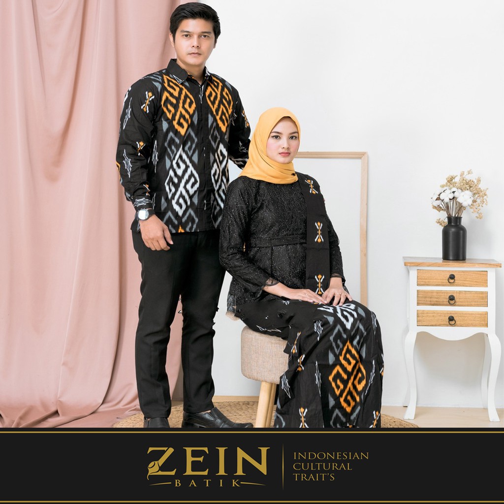 Batik Couple Rok Span Wiron Wanita Lipit Atasan Pakaian Kemeja Batik Lengan Panjang Bali Songket