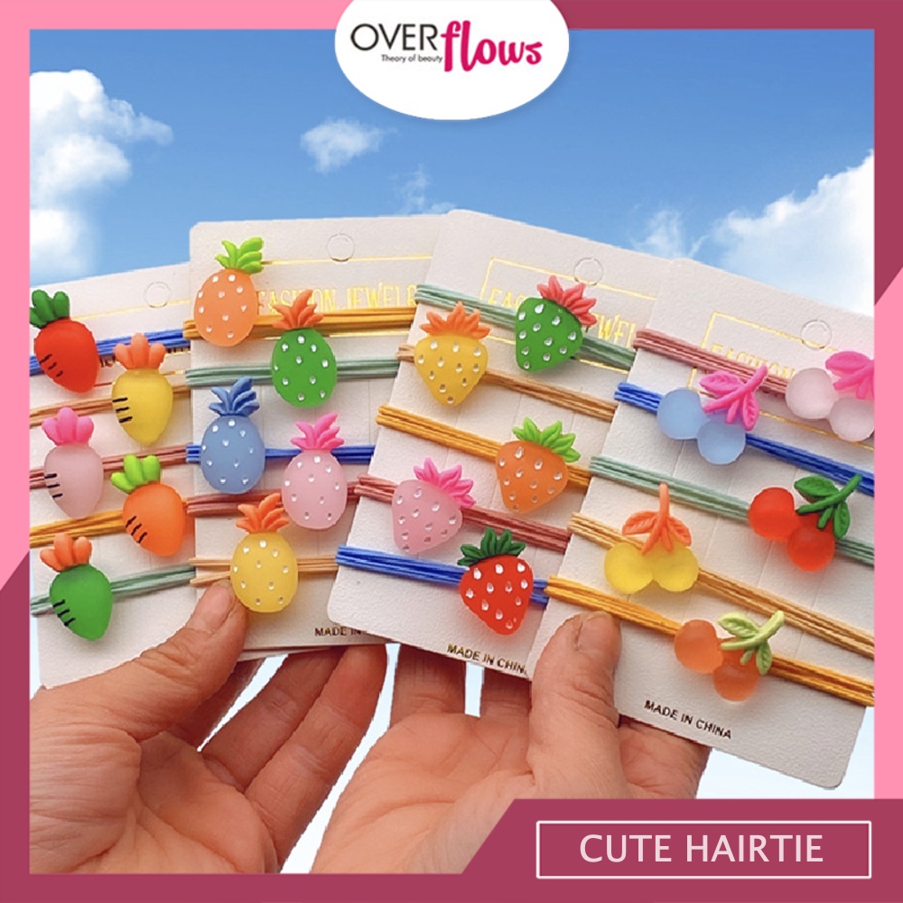 OVERFLOWS.ID Ikat Rambut Anak Dan Dewasa Kartun Karakter Lucu Frosted Beads Hairtie