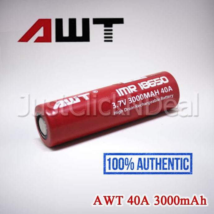 Baterai 18650 AWT 40A 3000mAh Authentic Original Ori Battery