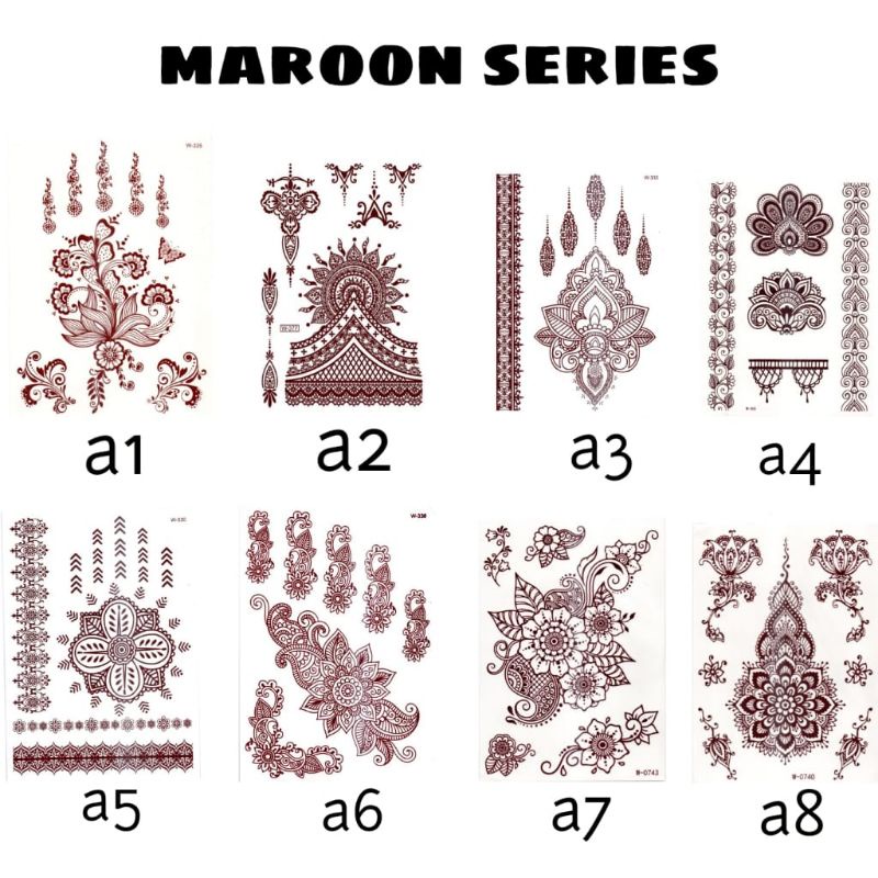 HENNA INSTAN MAROON SERIES / HENNA PENGANTIN / HENNA TATO / HENNA TEMPEL / FREE GLITER