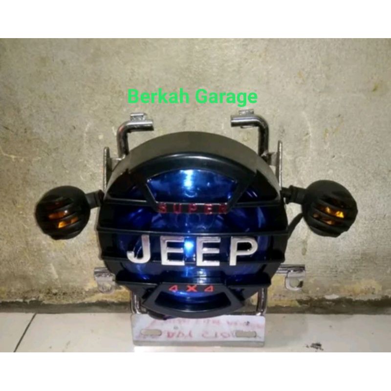 Sepaket Headlamp Lampu Depan Jeep 4X4 Dudukan Plus Sen Tralis 2 Pic