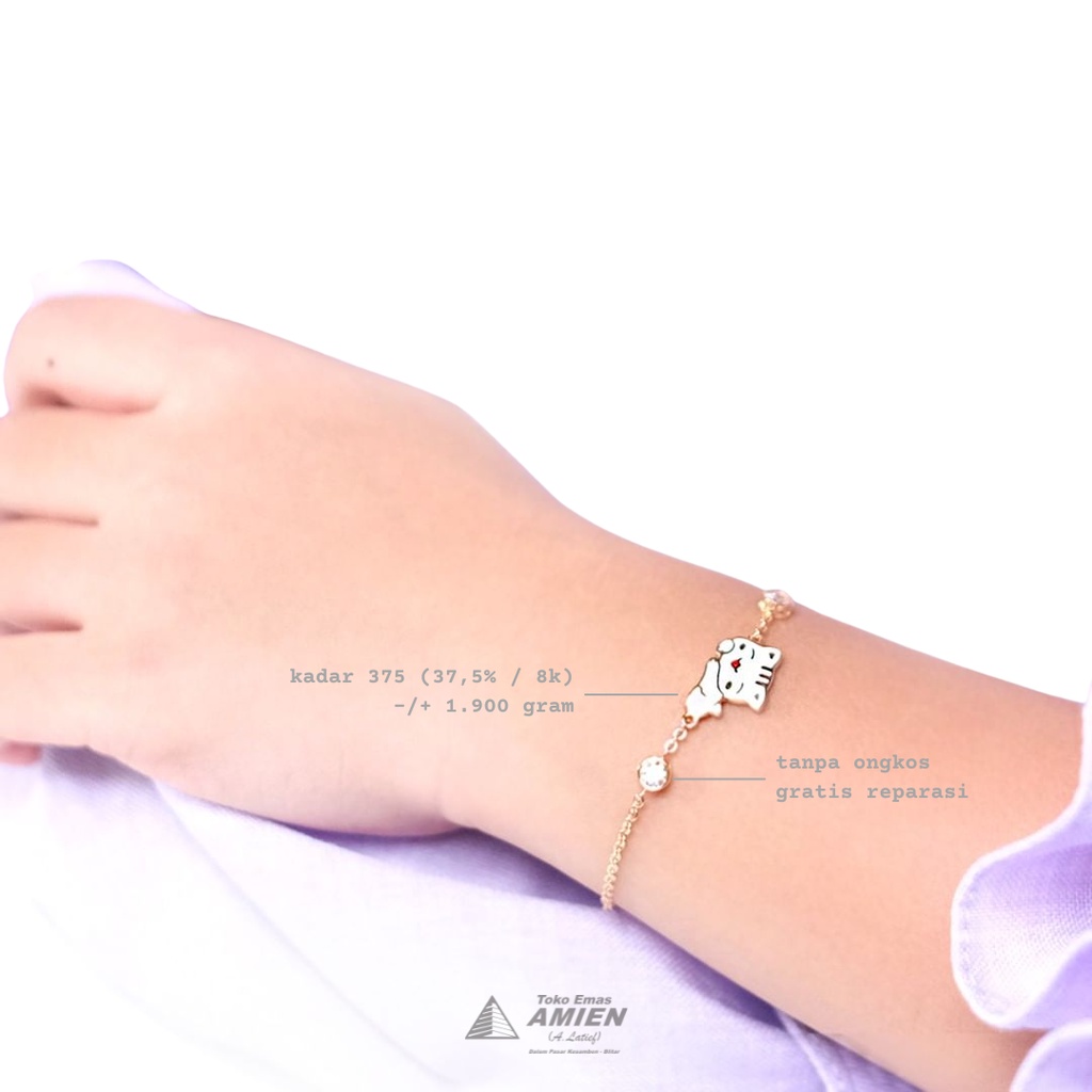 Toko Emas Amien Gelang Anak Emas Asli CMIP Kadar 375 (37,5% / 8K) 1.900 Gram - Bracelet Peek A Boo S