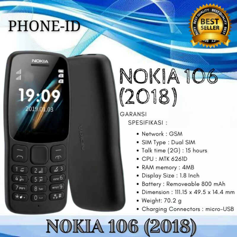 NOKIA 106 GARANSI NOKIA 106 ORIGINAL NOKIA 106 NEW DUAL SIM HP NOKIA JADUL HANDPHONE NOKIA 106 MURAH