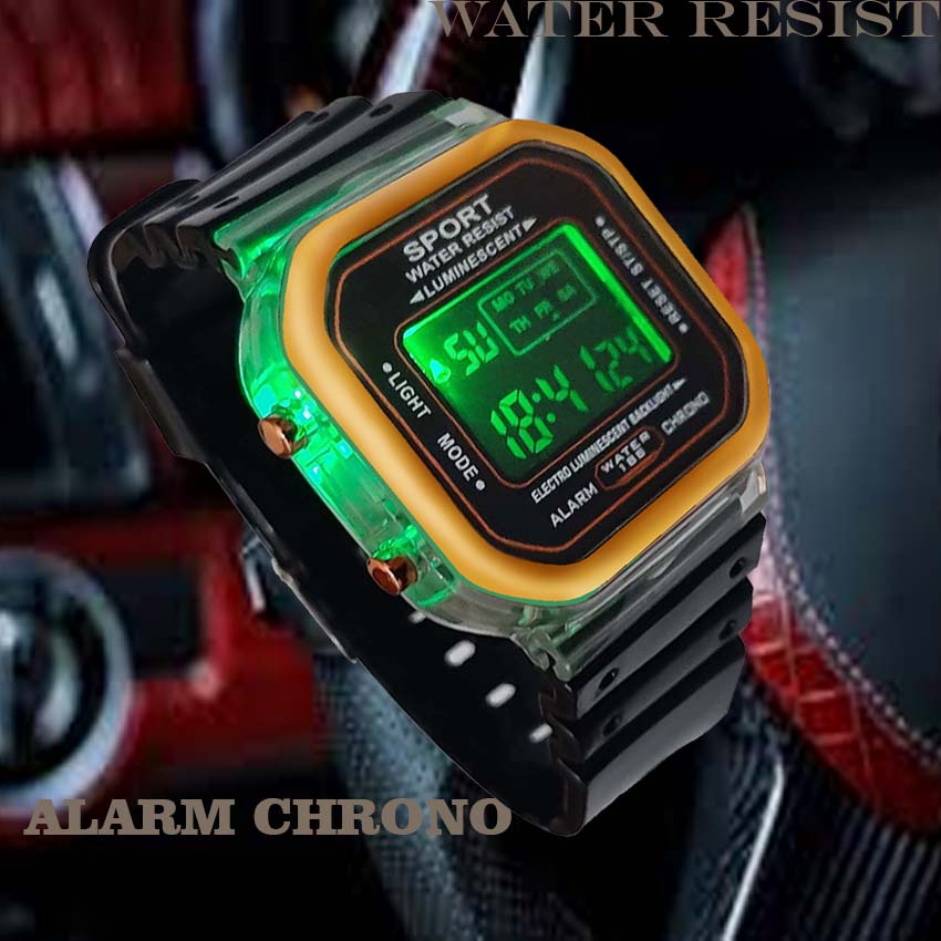 COD Jam tangan Wanita Lampu Sport / Jam tangan Pria Sport Lampu / Jam Tangan Anak Lampu