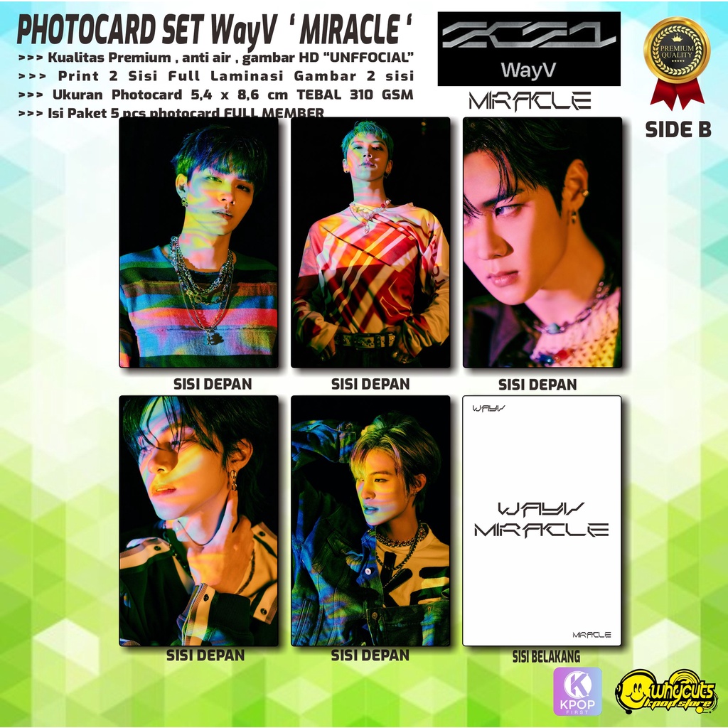 PHOTOCARD SET PREMIUM WayV // MIRACLE // ISI 5 PCS // FULL LAMINASI // PRINT 2 SISI