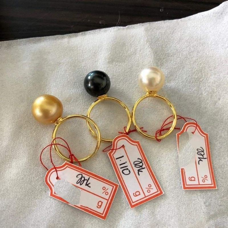 Cincin Emas 22k Mutiara Air Laut Original - Cincin Mutiara Laut Lombok Asli