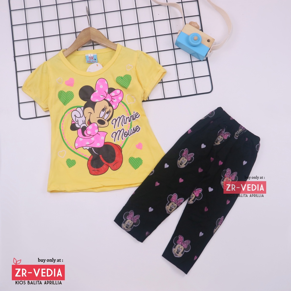 Setelan Mikkey &amp; DOLL uk 5-6 Tahun / Baju Anak Karakter Perempuan Celana Panjang Disney Import