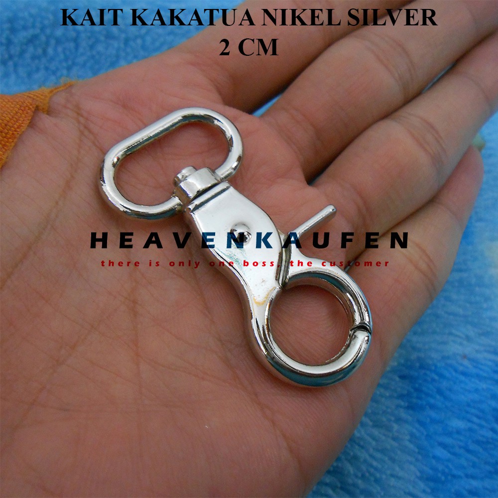 Pengait Kait Cantelan Hook Tas Model Kakatua 2 cm Nikel Silver Bagus
