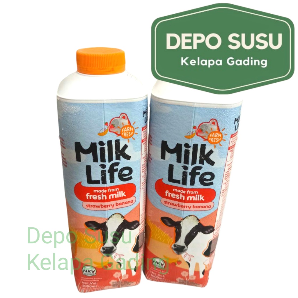 Susu MilkLife Pure Milk / Chocolate 1L Freshmilk | Milk Life Fresh Lactose Free Mocha Bebas Laktosa Kopi Liter Strawberry Banana