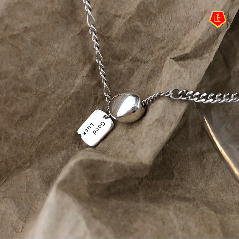 [Ready Stock]S925 Silver Beans Lucky Necklace Female Temperament Light Luxury Niche Retro