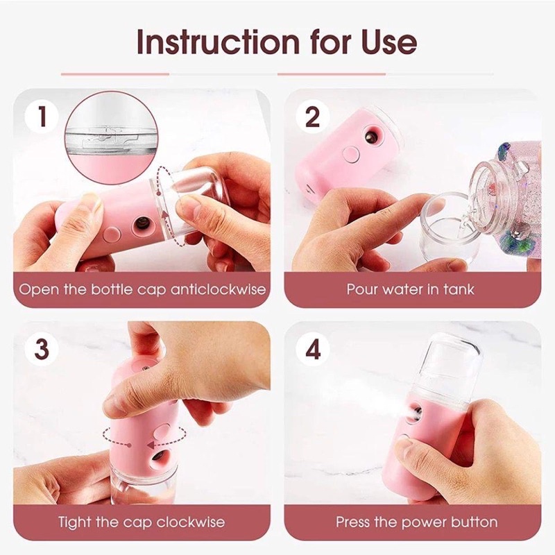 Mini Portable Nano Spray Semprotan Nano Spray Mini Mist Sprayer Portable Pelembab Perawatan Wajah Facial Humidifier USB