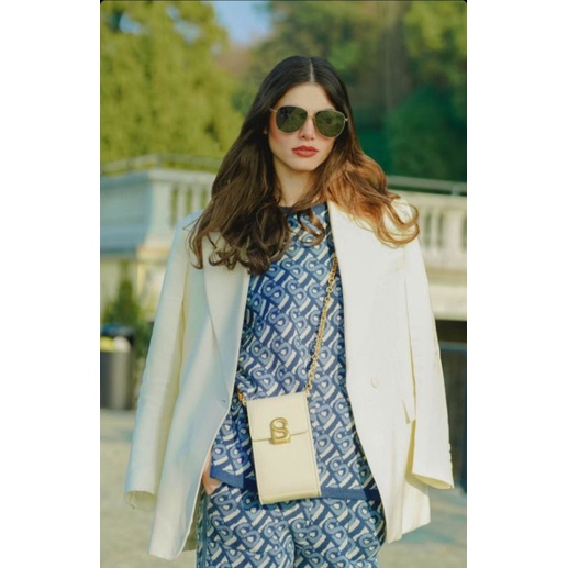 Knit Top Bimu Monogram in Blue