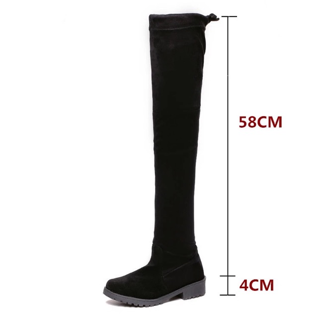 IMPORT MOLLAD Boots Suede Long Winter Overknee Suede Black Panjang Sepaha