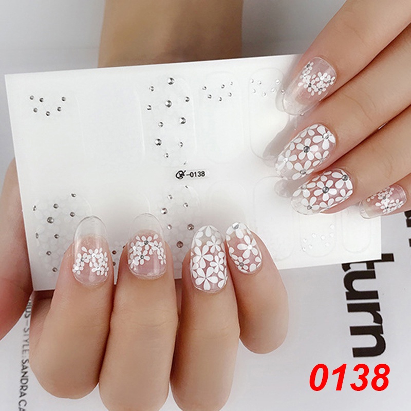 0132-0147 14pcs / Lembar Stiker Kuku Palsu Warna Bronzing Untuk Nail Art Diy