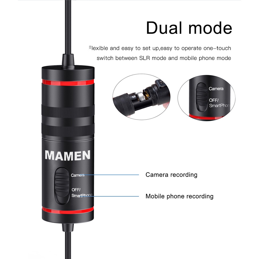 MAMEN Professional Lavalier Microphone Clip Portable 3.5mm - KM-D1 - Black