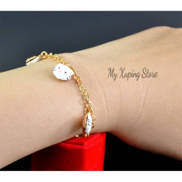 Perhiasan Lapis Emas YXY Gelang Tangan Anak Kerincing Hellokitty