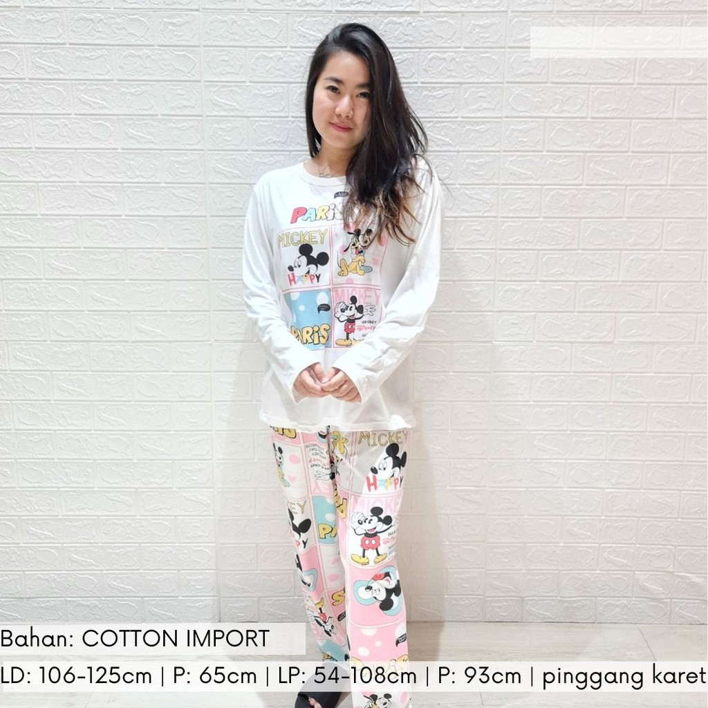 3530 kaos pajamas long mouse paris one set import big  baju tidur