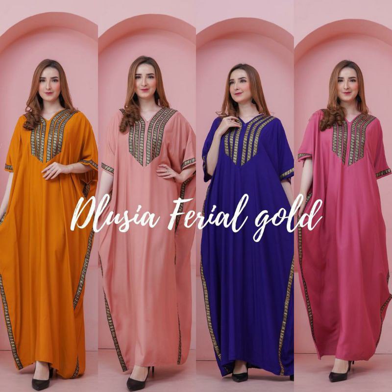 Daster Arab Dlusia Fendi Big Size Daster Kelelawar / Kaftan Busui Bahan Rayon Super Halus Tidak Nerawang LD 140cm PB 140cm  Muat BB 100kg