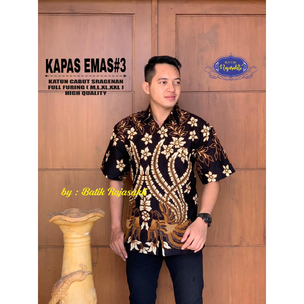 KAPAS EMAS 3 KEMEJA BATIK SOLO PRIA LENGAN PENDEK PANJANG LAPIS FURING ATASAN PREMIUM MODERN KATUN HALUS ARIFANSYAH ARKANANTA ARYABIMA EXCLUSIVE ARYAQUNA ARYASALOKA ARYATIRTA ASMARADANA ASTAGUNA AUSHAF BABON ANGKREM BAHUWIRYA  BANAMITRA BANAMITRA PUTIH