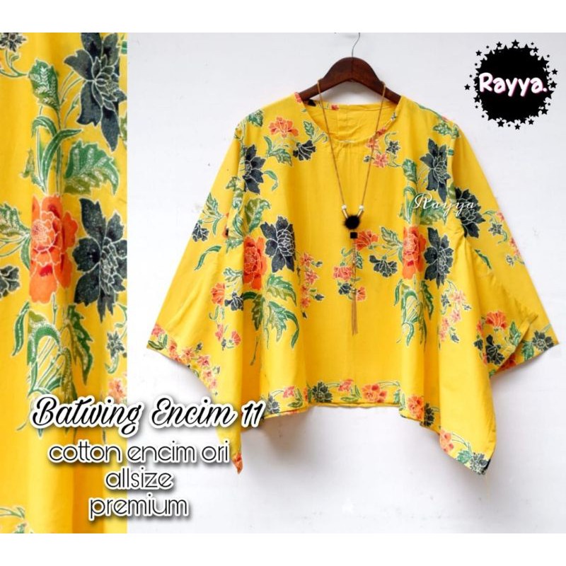 Blus naomi encim batwing bunga batik solo atasan kerja