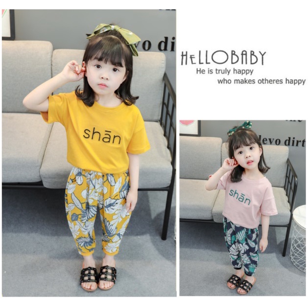 setelan anak Kaos SHAN + CELANA FLORAL IMPORT