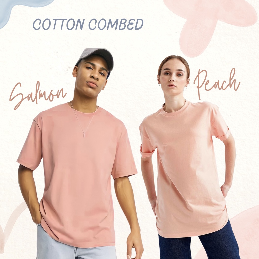 BLOOMANIA Peach &amp; Salem Kaos Polos COTTON COMBED || SIZE S-XXL