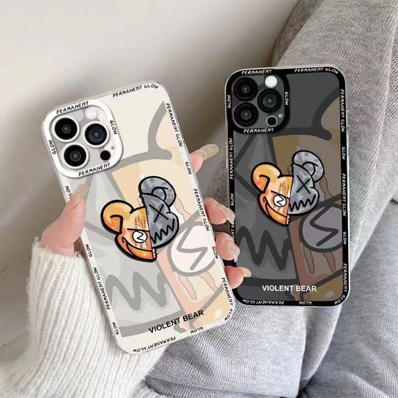 Soft Case Silikon TPU Transparan Motif Beruang Untuk IPhone 14 13 12 11 10 Pro XS Max X XR 8 7 6 6S Plus